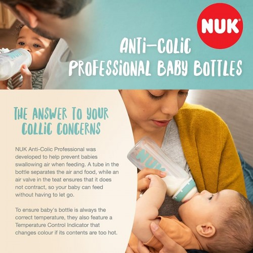 NUK Anti-Colic Professional Temperature Control Baby Bottle with Silicone Teat 300ml  | Made in Germany